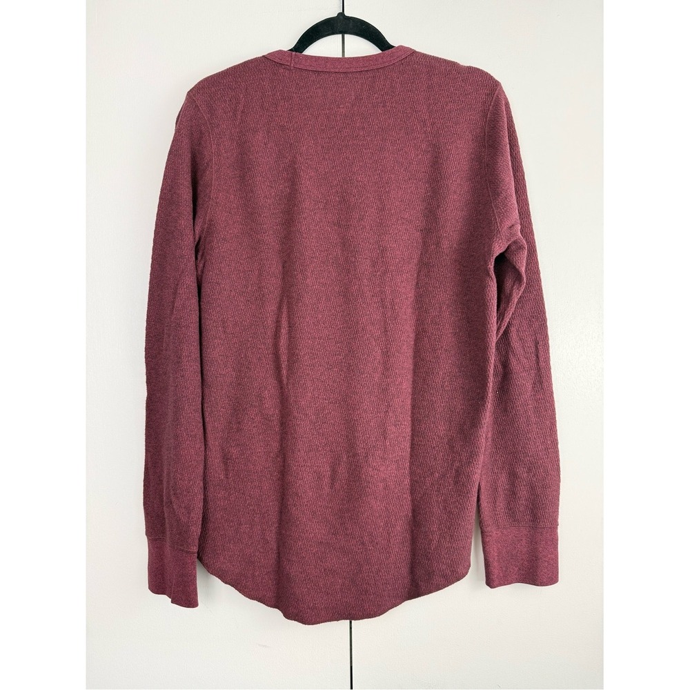 Hollister Maroon Burgundy Long Sleeve Thermal Knit Shirt Mens Medium - Picture 2 of 8
